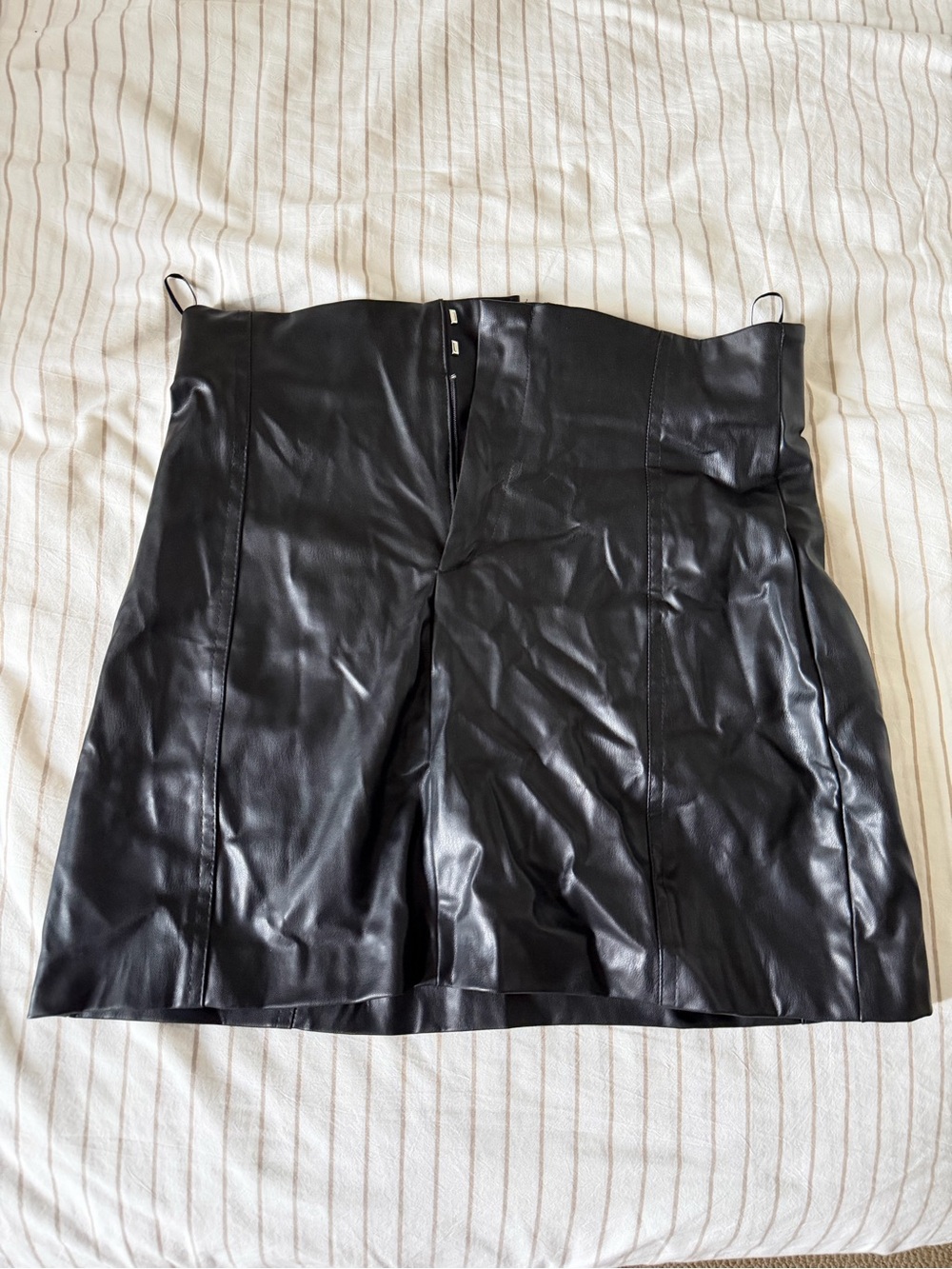 Zara Black Faux Leather Mini Skirt L